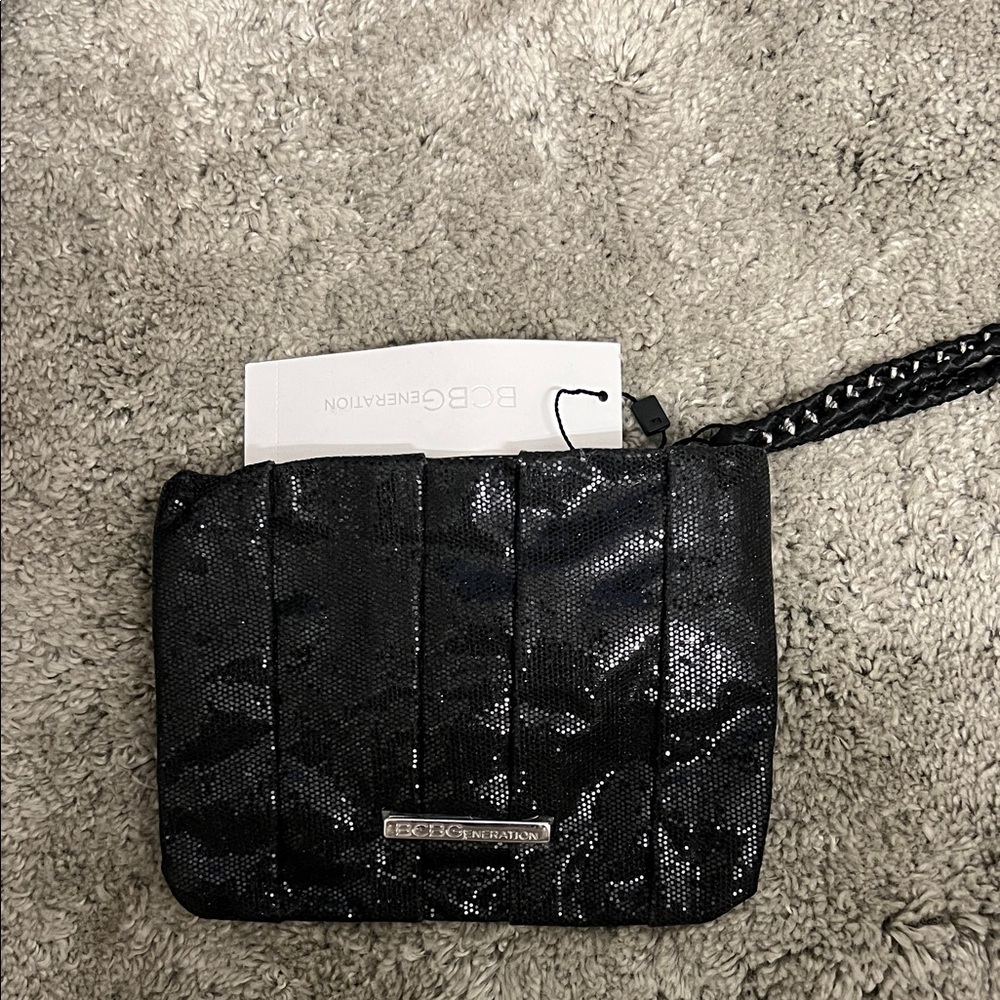 BCBGeneration Shimmering Black Wristlet